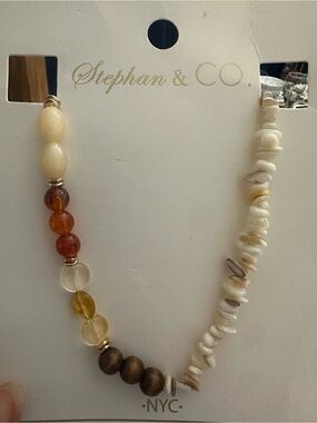 Nordstrom Cream, Amber & Brown Layered Bead Necklace